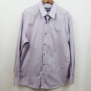 MTailor Button Up Dress Shirt Sz XL‎ Red Blue Plaid Check Cotton Point Collar